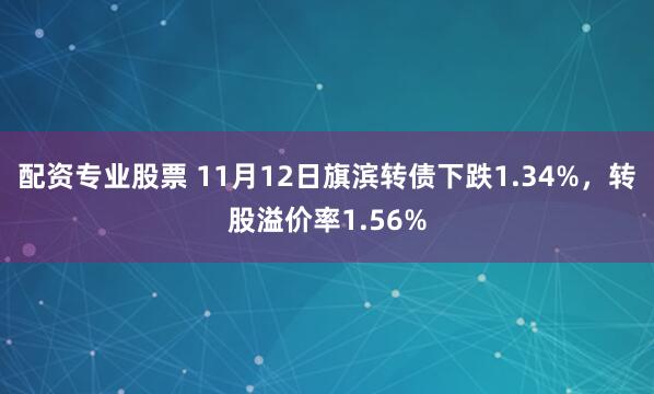 配资专业股票 11月12日旗滨转债下跌1.34%，转股溢价率1.56%